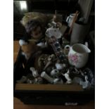SUNDRY LOT INCLUDING MODERN DOLLS, CERAMICS AND GLASS, FLATWARE, COSTUME JEWELLERY PLUS WATCHES,