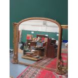 LARGE DECORATIVE GILDED OVER MANTEL MIRROR,