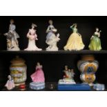 ITALIAN STYLE STORAGE POTS WITH COVERS, COALPORT FIGURES, DOULTON FIGURES, ETC.