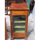 INLAID MAHOGANY SINGLE DOOR MUSIC CABINET