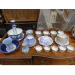 PARCEL OF BLUE AND WHITE CERAMICS AND CHINA INCLUDING MINTON TEA SET AND WEDGWOOD, ETC.