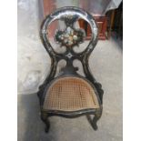GILDED AND MOTHER OF PEARL PAPIER MACHE CHAIR