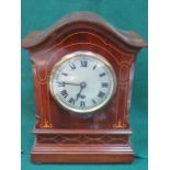 INLAID MAHOGANY MANTEL CLOCK