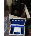 FITTED TRAVEL CASE AND SUNDRIES INCLUDING BAROMETER, TRAVEL CLOCK AND LETTER RACK, ETC.