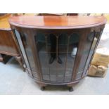 BOW FRONTED MAHOGANY SINGLE DOOR DISPLAY CABINET