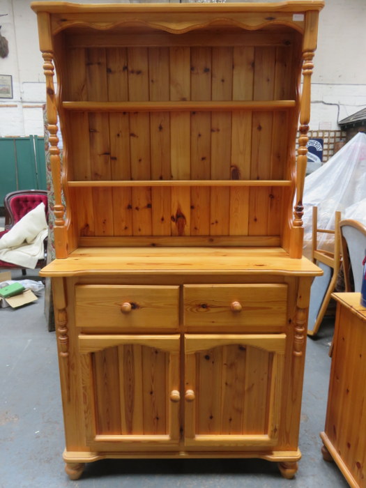 MODERN PINE KITCHEN DRESSER WITH PLATE RACK