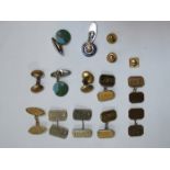 PAIR OF 9ct GOLD CUFFLINKS AND OTHER GOLD COLOURED AND SILVER CUFFLINKS