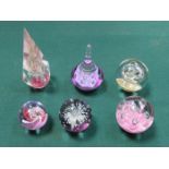 SIX VARIOUS MULTI-COLOURED GLASS PAPERWEIGHTS