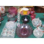 SUNDRY LOT OF COLOURED AND OTHER GLASSWARE INCLUDING VERSACE BOWL, ETC.