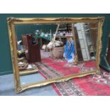 LARGE GILDED AND BEVELLED WALL MIRROR,