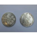 TWO 1780 SILVER COINS DEPICTING MARIA THERESA