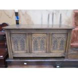 CARVED FRONTED OAK BLANKET CHEST