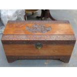 CARVED JAPANESE CAMPHOR CHEST WITH FITTED INTERIOR