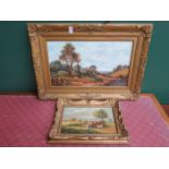 TWO GILT FRAMED OIL PAINTINGS,