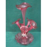 CRANBERRY GLASS EPERGNE,