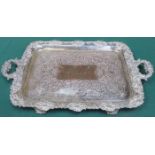DECORATIVE SILVER PLATED SERVING TRAY