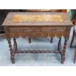 HEAVILY CARVED BARLEY TWIST TWO DRAWER SIDE TABLE