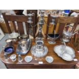 PARCEL OF VARIOUS PLATED WARE INCLUDING CUNARD PRINCESS RECEIVERS, SPIRIT KETTLE,