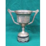 HALLMARKED SILVER TWO HANDLED LIVERPOOL FOOTBALL CLUB BOXING CHAMPIONSHIP TROPHY ON EBONISED AND