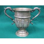 HALLMARKED SILVER TWO HANDLED MANCHESTER AND DISTRICT CRICKET TROPHY BY WALKER & HALL,