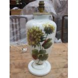 VICTORIAN GLASS FLORAL DECORATED TABLE LAMP