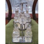 ART DECO STYLE SILVER PLATED SIX PIECE CONDIMENT SET PLUS SMALLER CONDIMENT SET