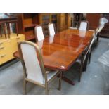 REPRODUCTION EXTENDING DINING TABLE AND EIGHT (SIX AND TWO) CHAIRS