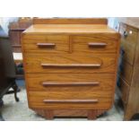 ART DECO STYLE WALNUT VENEERED TWO OVER THREE CHEST OF DRAWERS