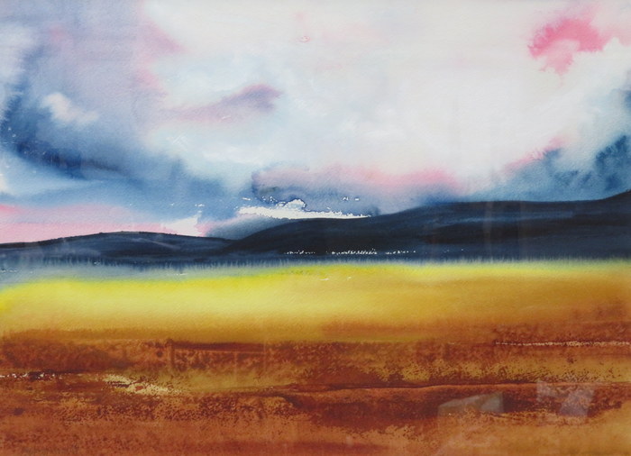 BETSY SMITH, MODERN FRAMED WATERCOLOUR- BLACK HILLS,