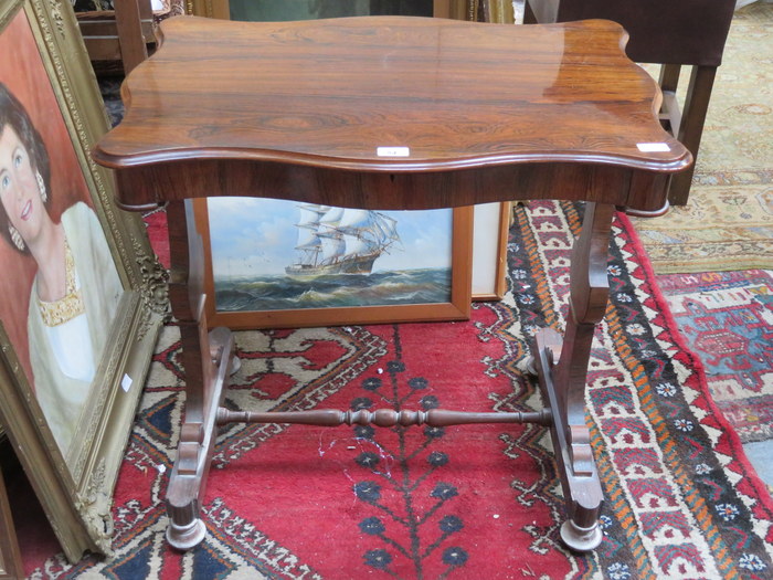 ROSEWOOD SHAPED TOPPED SINGLE DRAWER SIDE TABLE