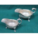 TWO HALLMARKED SILVER SAUCE BOATS,