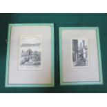 TWO SMALL FRAMED MONOCHROME ETCHING,