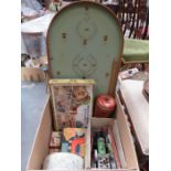 BOX LOT CONTAINING JIGSAWS, MARBLES, BAGATELLE BOARD AND MAMOT STEAM TRACTOR, ETC.