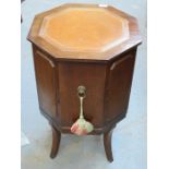 REPRODUCTION OCTAGONAL WINE COOLER WITH LEATHER INSERT TO TOP