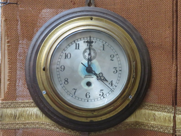 MOUNTED BRASS SHIP'S CLOCKS BY BARKERS,