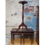 REPRODUCTION NEST OF THREE TABLES PLUS REPRODUCTION TORCHERE STAND