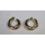 PAIR OF 9ct YELLOW AND WHITE GOLD HOOP EARRINGS