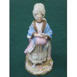 MEISSEN HANDPAINTED AND GILDED FIGURINE OF A LADY IN PERIOD CLOTHING,