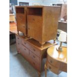 WALNUT VENEERED BEDROOM SUITE COMPRISING OF DRESSING TABLE, SEVEN DRAWER CHEST,