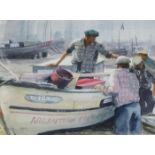 DEREK HARRIS, FRAMED WATERCOLOUR- PORTUGUESE FISHERMAN,