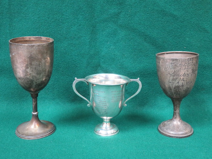 THREE SMALL HALLMARKED SILVER CUPS