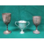 THREE SMALL HALLMARKED SILVER CUPS