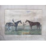 FRAMED PRINT DEPICTING TWO EARLY RACE HORSES- ORLANDO AND THE PRINCESS (1844)