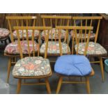 SET OF FIVE ERCOL STICK BACK DINING CHAIRS