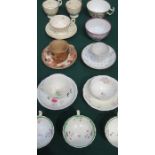 MIXED LOT OF EARLY CUPS AND SAUCERS, ETC.