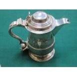 EARLY SILVER LIDDED TANKARD WITH NEWLY ASSAYED HALLMARKS, PLUS STRIKES THROUGH ORIGINAL HALLMARKS,