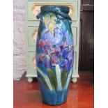 HANDPAINTED FLORAL DECORATED BRANHAM STYLE POTTERY VASE,