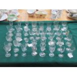 MIXED LOT OF MAINLY 18th/19th CENTURY STEMMED DRINKING GLASSES,