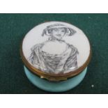 DECORATIVE ENAMELLED CIRCULAR BILSTON PILL BOX WITH ENAMEL