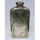 SILVER COLOURED SPIRIT FLASK BY TIFFANY & CO WITH DECORATION TO FRONT- MEADOWBROOK SPRING POLO